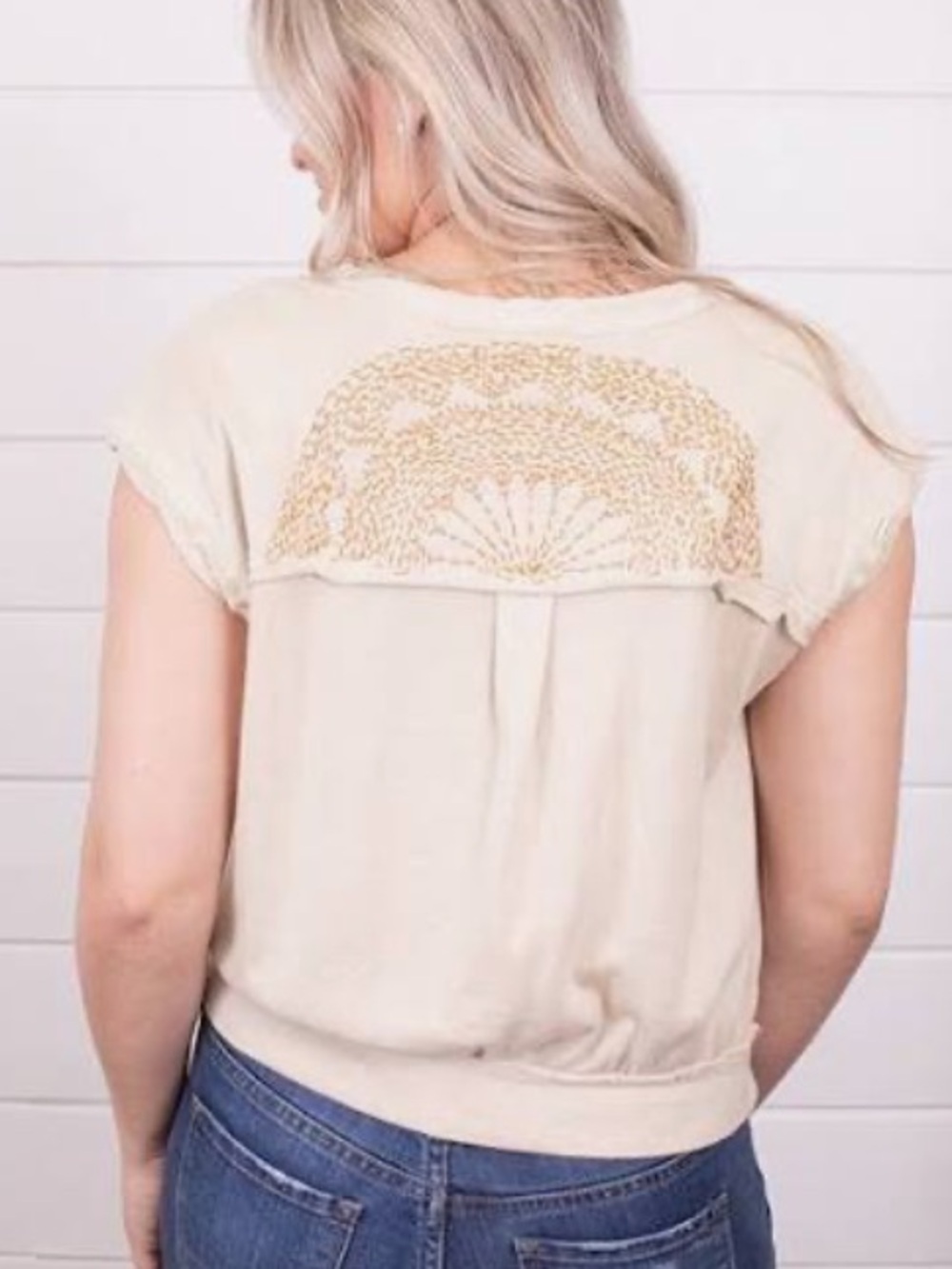 New With Tags We The Free Wrap It Up Blouse in Beach Sand Tan, Size Small
